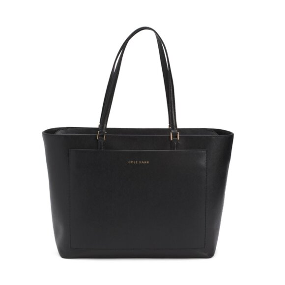 COLE HAAN Black Leather Elyse Saffiano Tote - Picture 1 of 2